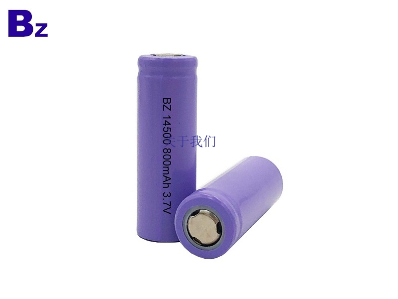 定制热销圆柱型电池 BZ 14500 800mAh 3.7V 可充电锂离子电池